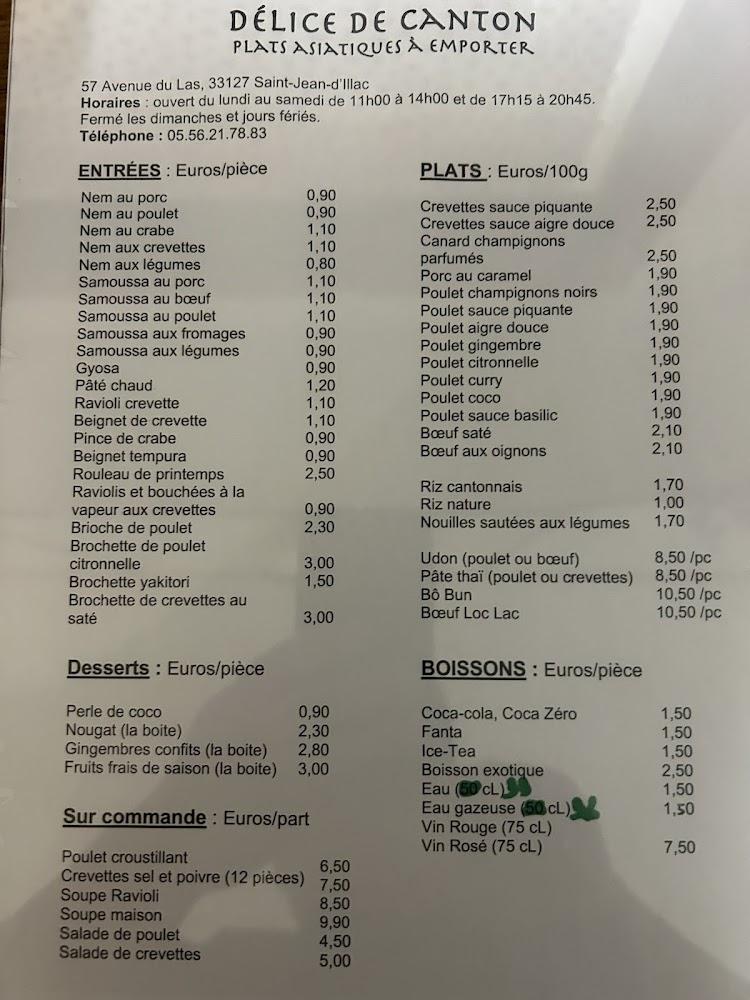 Délice de Canton - Menu Image 1