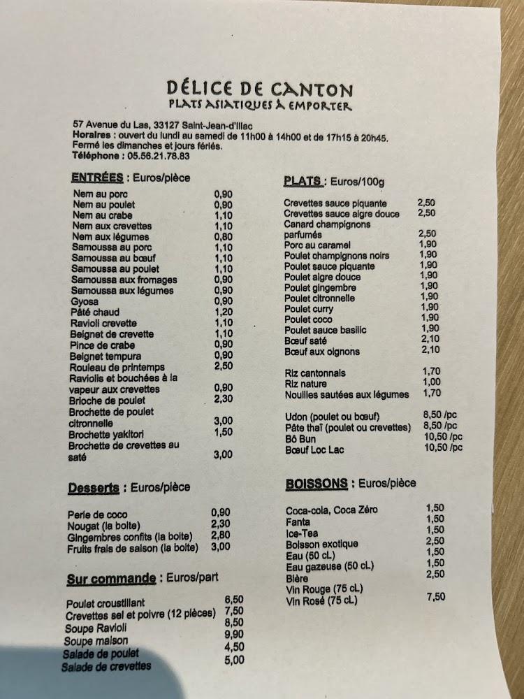Délice de Canton - Menu Image 2